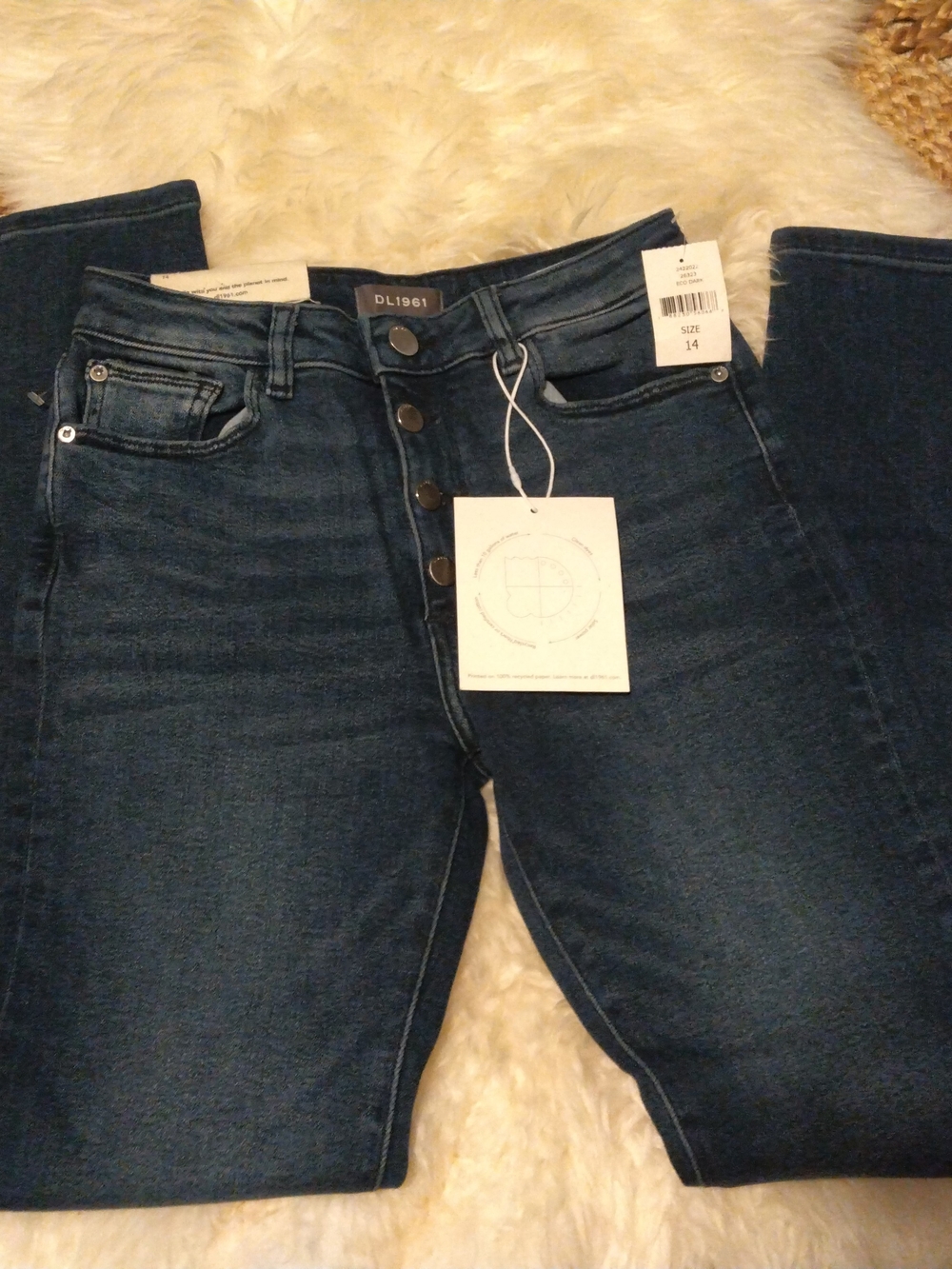 DL1961 Girls Chloe Skinny High-Rise Button-Fly Dark Blue Size 14-NWT